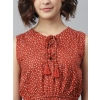 Dropship Women's Rayon Polka Sleeveless Above Knee Dress (Rust)