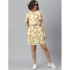 Dropship Women's Polyester Printed Flutter Above Knee Dress (Orange - Yellow)