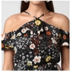 Dropship Women's Polyester Floral Cold Shoulder Above Knee Dress (Black)