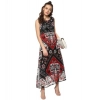 Dropship Women's Polyester Printed Sleeveless Dress (Red - Black)