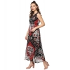 Dropship Women's Polyester Printed Sleeveless Dress (Red - Black)