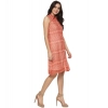 Dropship Women's Polyester Printed Sleeveless Above Knee Dress (Orange)