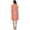 Dropship Women's Polyester Printed Sleeveless Above Knee Dress (Orange)