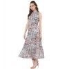 Dropship Women's Polyester Chiffon Printed Sleeveless Dress (Multicolor)