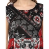 Dropship Women's Polyester Printed Sleeveless Dress (Red - Black)