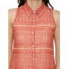 Dropship Women's Polyester Printed Sleeveless Above Knee Dress (Orange)