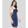 Dropship Women's Denim Solid Shoulder Straps Above Knee Dress (Blue)