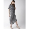 Dropship Women's Polyester Animal Print Short Sleeve Knee-Length Dress (Black - White)