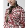Dropship Women's Polyester Printed Long Sleeves Above Knee Dress (Red)