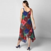 Dropship Women's Polyester Asymmetrical Shoulder Straps Knee-Length Dress (Multicolor)