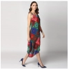 Dropship Women's Polyester Asymmetrical Shoulder Straps Knee-Length Dress (Multicolor)