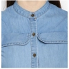 Dropship Women's Denim Solid Cold Shoulder Above Knee Dress (Blue)