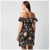 Dropship Women's Polyester Floral Cold Shoulder Above Knee Dress (Black)