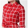 Dropship Women's Polyester Checkered Long Sleeves Above Knee Dress (Red)