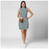 Dropship Women's Polyester Striped Sleeveless Above Knee Dress (Green)