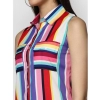 Dropship Women's Polyester Striped Sleeveless Calf-length Dress (Multicolor)