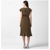 Dropship Women's Polyester Ruffled Cap Sleeve Knee-Length Dress (Olive)