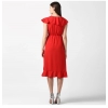 Dropship Women's Polyester Ruffled Cap Sleeve Knee-Length Dress (Red)