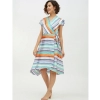 Dropship Women's Satin Striped Short Sleeve Knee-Length Dress (Multicolor)