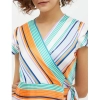 Dropship Women's Satin Striped Short Sleeve Knee-Length Dress (Multicolor)