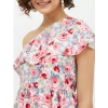 Dropship Women's Polyester Floral One Shoulder Calf-length Dress (Multicolor)