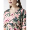Dropship Women's Polyester Floral Half Sleeve Jumpsuit (Pink)