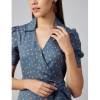 Dropship Women's Polyester Polka Short Sleeve Above Knee Dress (Grey - Coral)