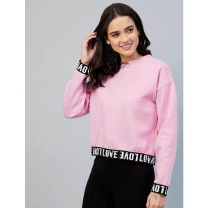 Generic Women's Fleece Solid Long Sleeves Sweatshirt (Pink)