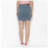 Dropship Women's Denim Draw String Buttoned Skirt (Blue)