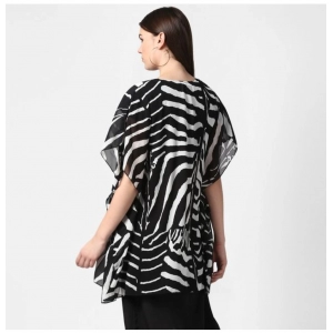 Generic Women's Polyester Printed Short Sleeve Shrug (Black)