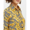 Dropship Women's Polyester Printed Roll Up Sleeve Standard Length Shirt (Mustared)