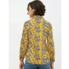 Dropship Women's Polyester Printed Roll Up Sleeve Standard Length Shirt (Mustared)