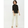 Women's Polyester Ruffled Long Sleeves Standard Length Shirt (Black)