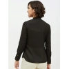 Women's Polyester Ruffled Long Sleeves Standard Length Shirt (Black)