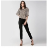 Women's Polyester Animal Print Bell Sleeve Top (Orange - Black)