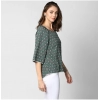 Women's Polyester Printed 3-4th Sleeves Top (Green)