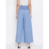 Dropship Women's Denim Solid Smocked Trousers (Blue)