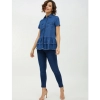 Women's Denim Peplum Short Sleeve Top (Blue) Women's Denim Peplum Short Sleeve Top (Blue)