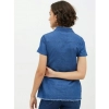 Women's Denim Peplum Short Sleeve Top (Blue) Women's Denim Peplum Short Sleeve Top (Blue)
