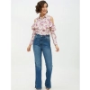 Women's Polyester Floral Cold Shoulder Standard Length Shirt (White)
