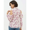 Women's Polyester Floral Cold Shoulder Standard Length Shirt (White)
