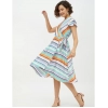 Dropship Women's Satin Striped Short Sleeve Knee-Length Dress (Multicolor)