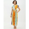 Dropship Women's Satin Chain Print Cap Sleeve Calf-length Dress (Multicolor)