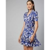 Dropship Women's Polyester Floral Short Sleeve Above Knee Dress (Blue - Purple)