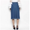 Dropship Women's Denim Washed Buttoned Skirt (Blue)
