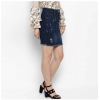 Dropship Women's Denim Distressed Buttoned Skirt (Blue)