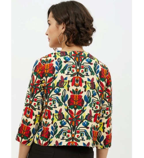 Women's Polyester Floral 3-4th Sleeves Shrug (Multicolor)