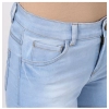Dropship Women's Denim Solid Buttoned Shorts (Blue)