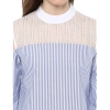 Women's Cotton Striped Cold Shoulder Top (Blue) Women's Cotton Striped Cold Shoulder Top (Blue)
