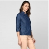 Women's Denim Solid 3-4th Sleeves Top (Blue) Women's Denim Solid 3-4th Sleeves Top (Blue)